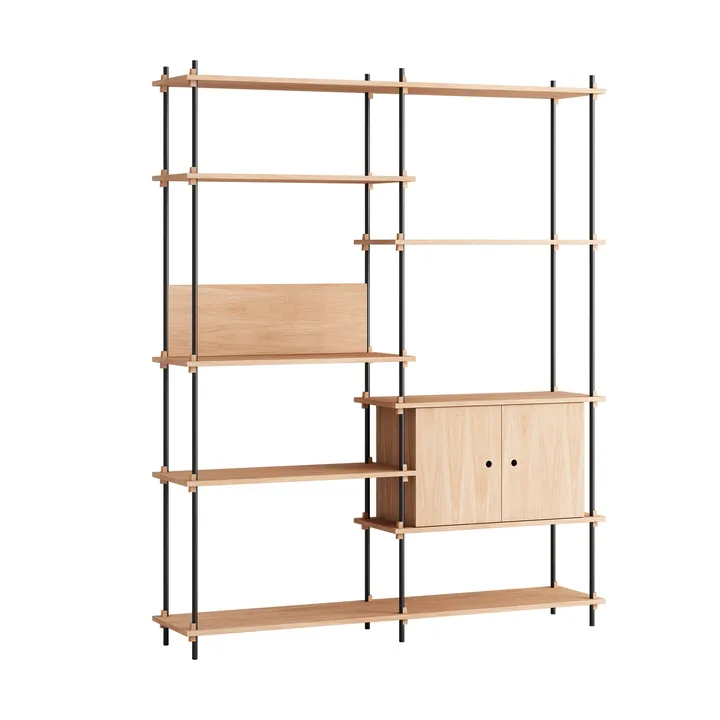 Półka z szafką Shelving System - Dąb-black, 163×200×35 cm, S.200.2.C - MOEBE
