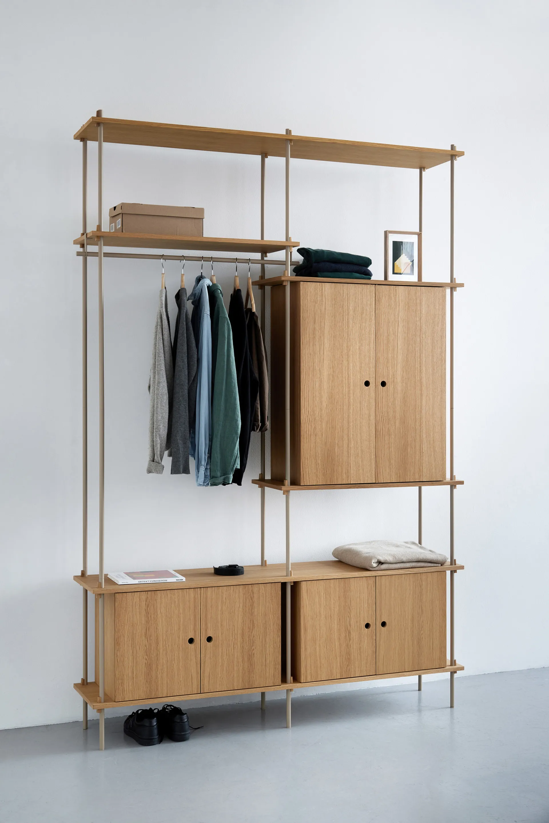 Półka z szafką Shelving System, Dąb-black, 163×85×35 cm, S.85.2.C MOEBE