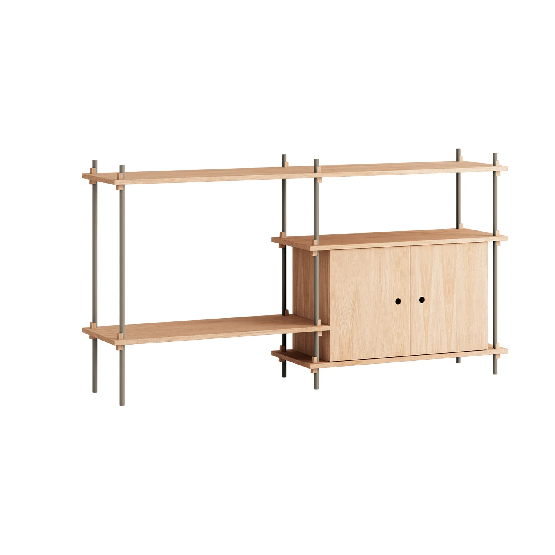 Półka z szafką Shelving System, Dąb-warm grey, 163×85×35 cm, S.85.2.C MOEBE