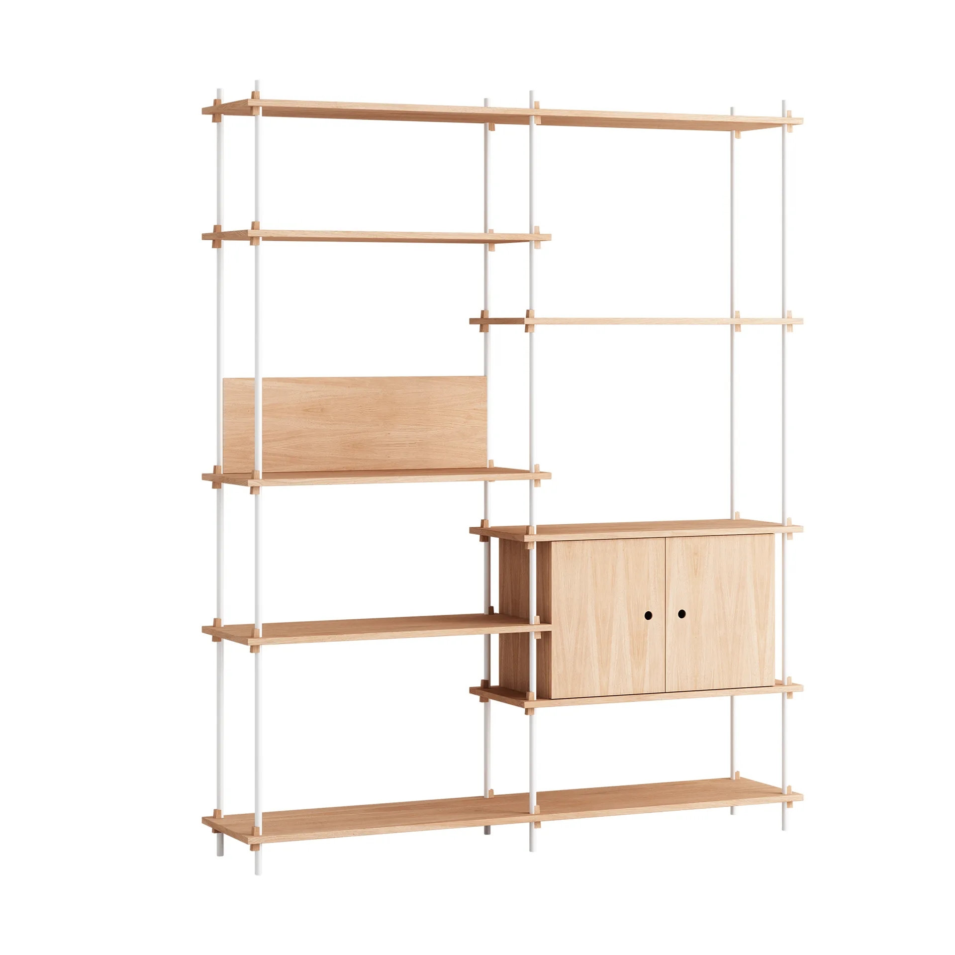 Półka z szafką Shelving System, Dąb-white, 163×200×35 cm, S.200.2.C MOEBE