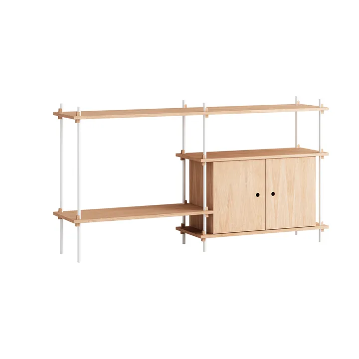 Półka z szafką Shelving System - Dąb-white, 163×85×35 cm, S.85.2.C - MOEBE