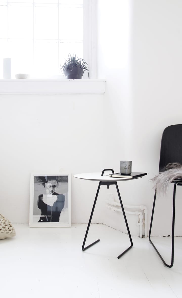 Przenośny stolik boczny Ø45 cm, Black, White MOEBE