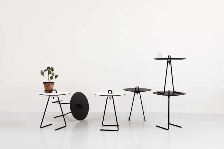 Przenośny stolik boczny Ø45 cm, Black, White MOEBE