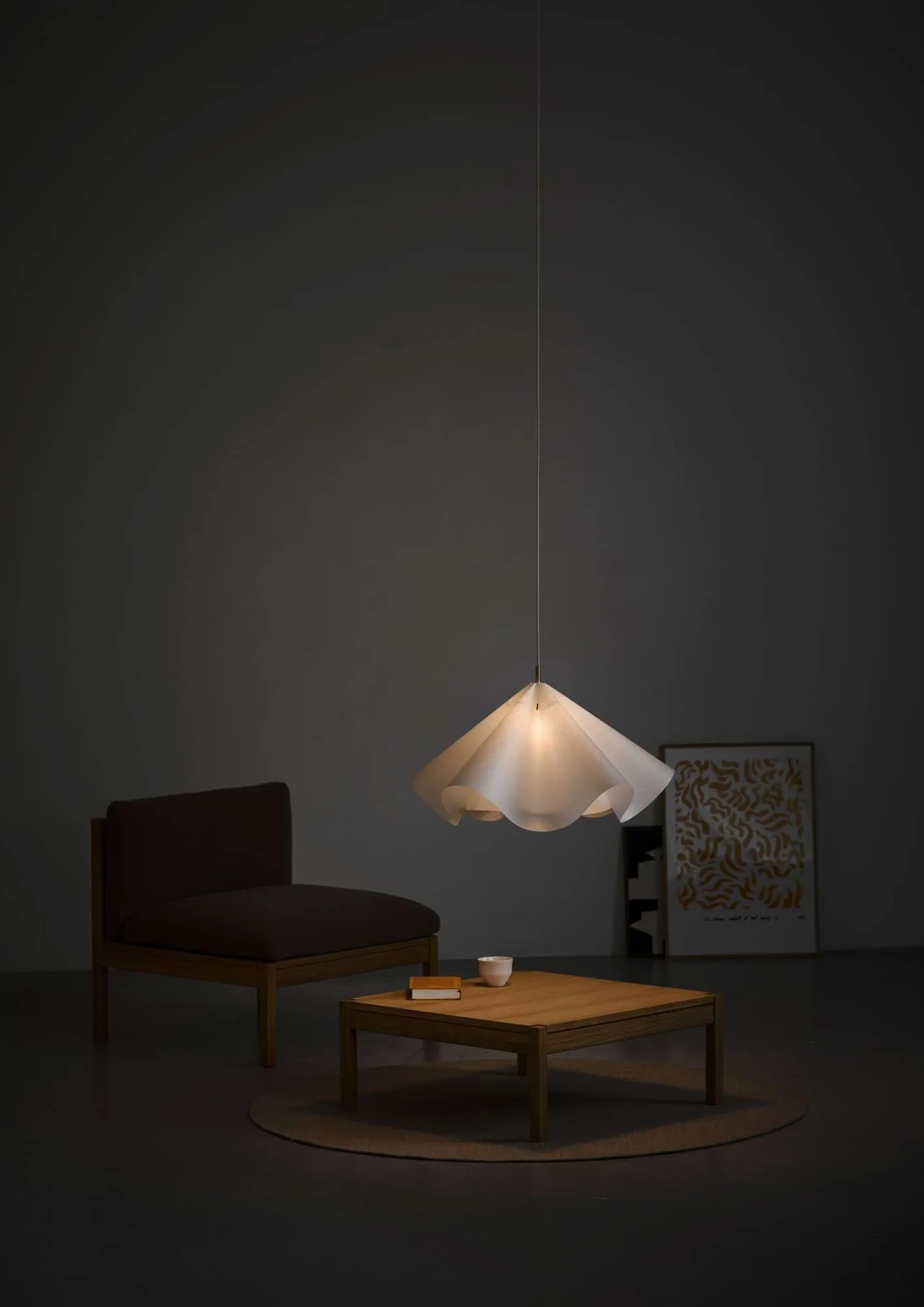 Sinuate lampa wisząca, Biało-mosiężny, duży Ø75x40 cm MOEBE