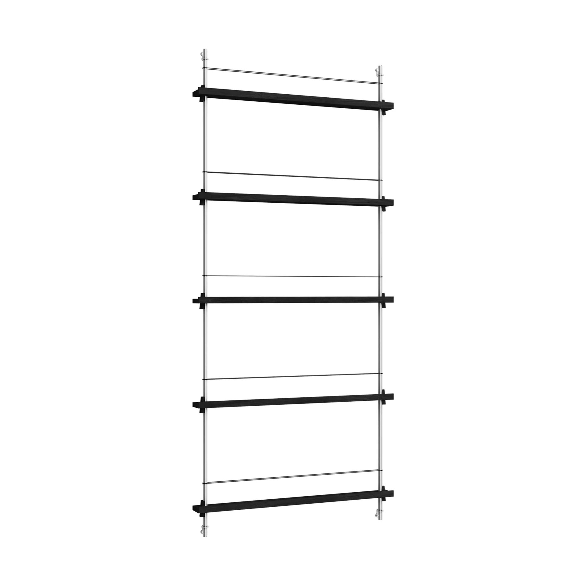 Stojak na gazety Magazine Shelving, Black-stal nierdzewna, 85×180×7 cm, MS.180.1 MOEBE