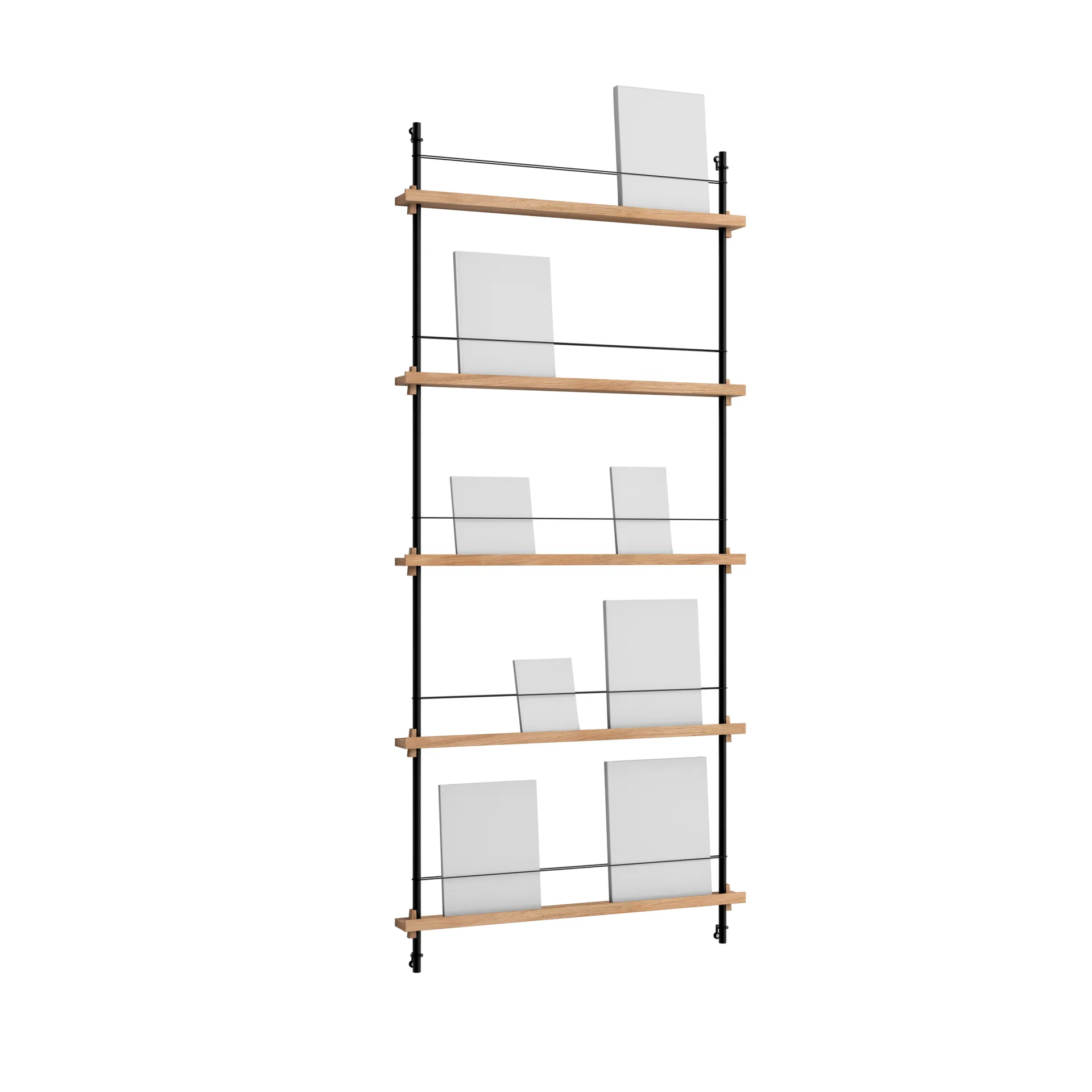 Stojak na gazety Magazine Shelving, Dąb-black, 85×180×7 cm, MS.180.1 MOEBE