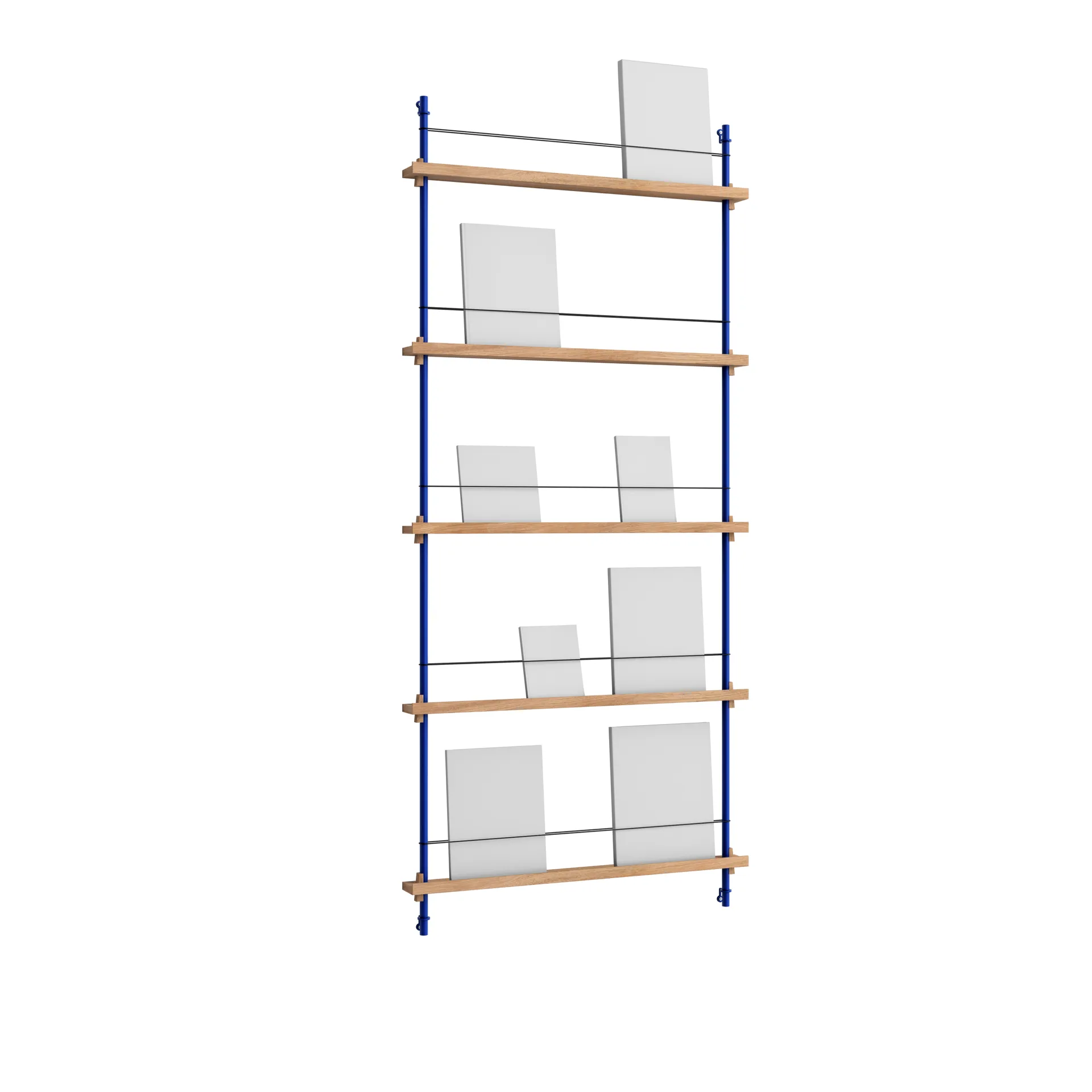 Stojak na gazety Magazine Shelving, Dąb-deep blue, 85×180×7 cm, MS.180.1 MOEBE