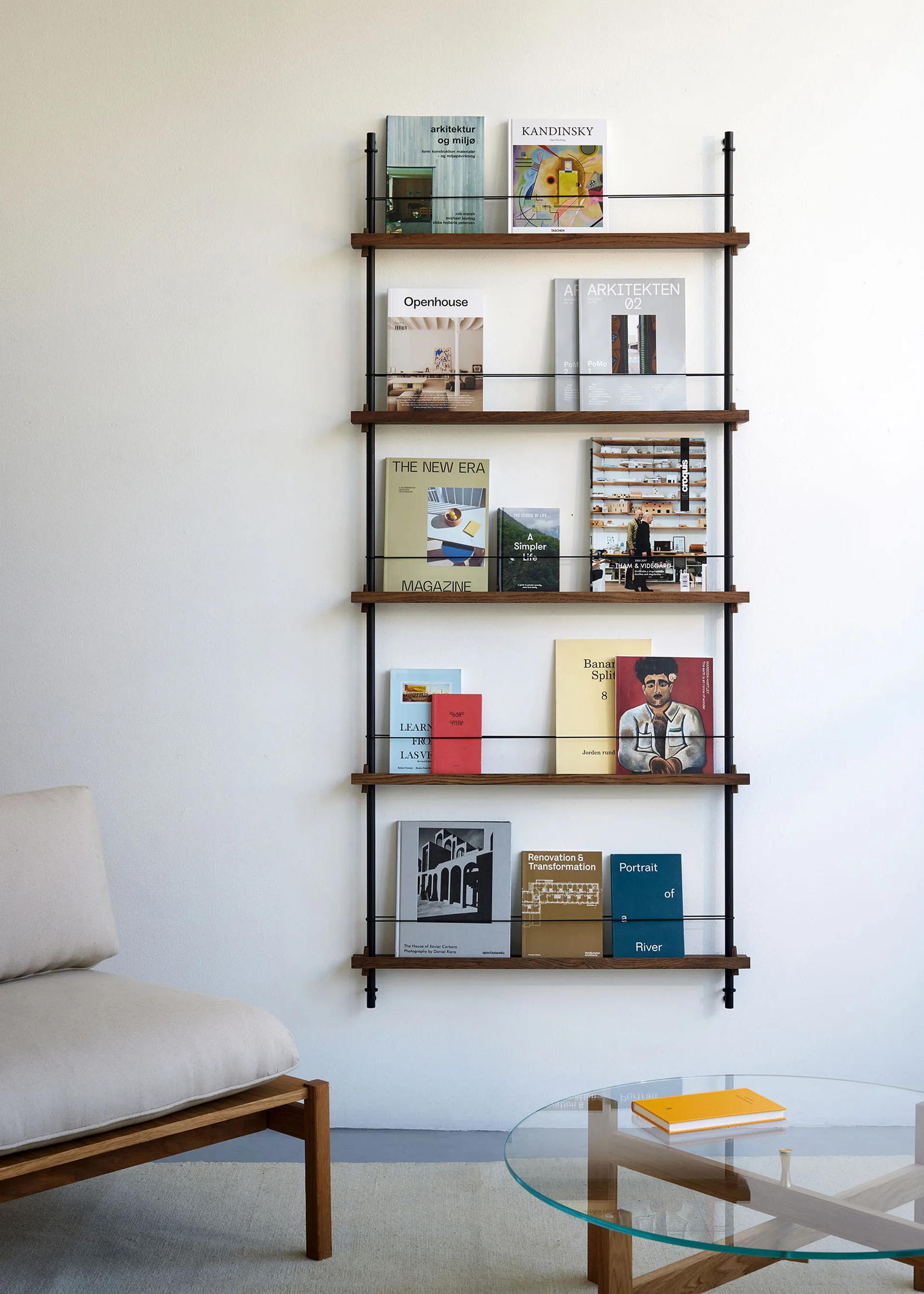 Stojak na gazety Magazine Shelving, Dąb-deep blue, 85×180×7 cm, MS.180.1 MOEBE
