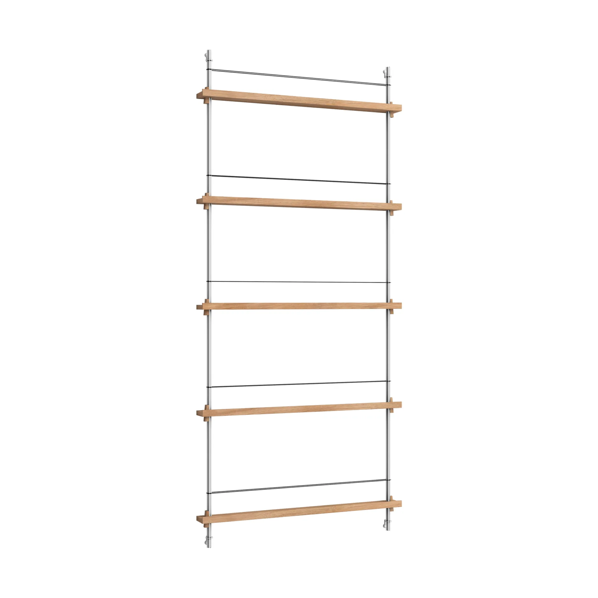 Stojak na gazety Magazine Shelving, Dąb-stal nierdzewna, 85×180×7 cm, MS.180.1 MOEBE
