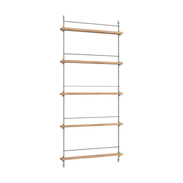 Stojak na gazety Magazine Shelving - Dąb-stal nierdzewna, 85×180×7 cm, MS.180.1 - MOEBE