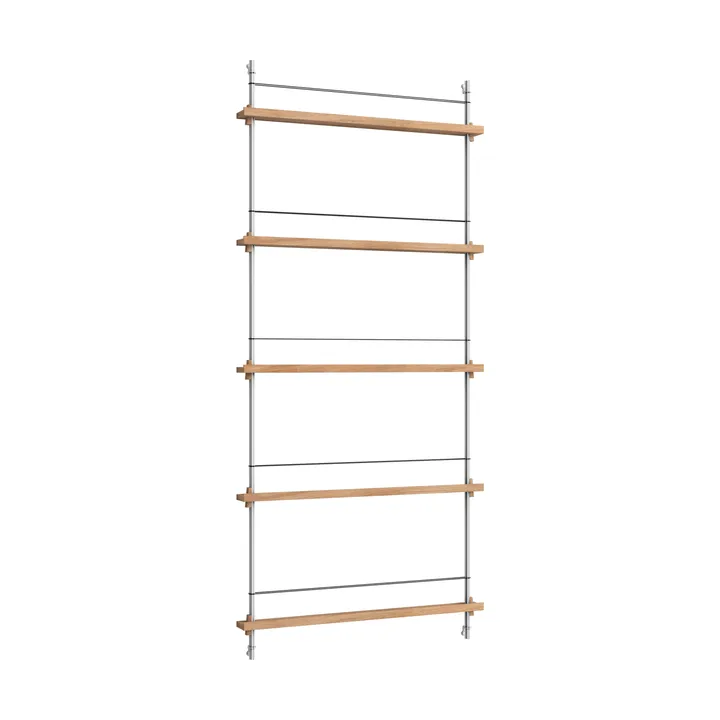 Stojak na gazety Magazine Shelving - Dąb-stal nierdzewna, 85×180×7 cm, MS.180.1 - MOEBE