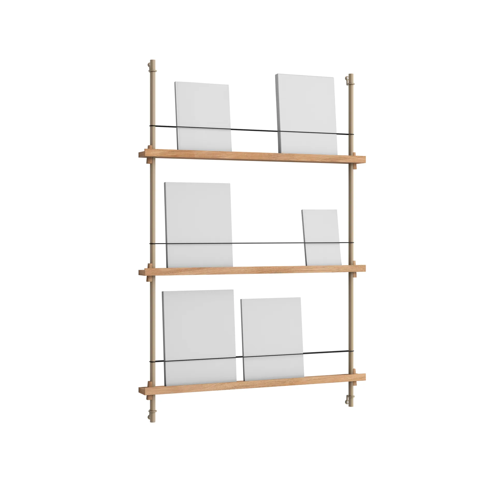 Stojak na gazety Magazine Shelving, Dąb-warm grey, 85×115×7 cm, MS.115.1 MOEBE