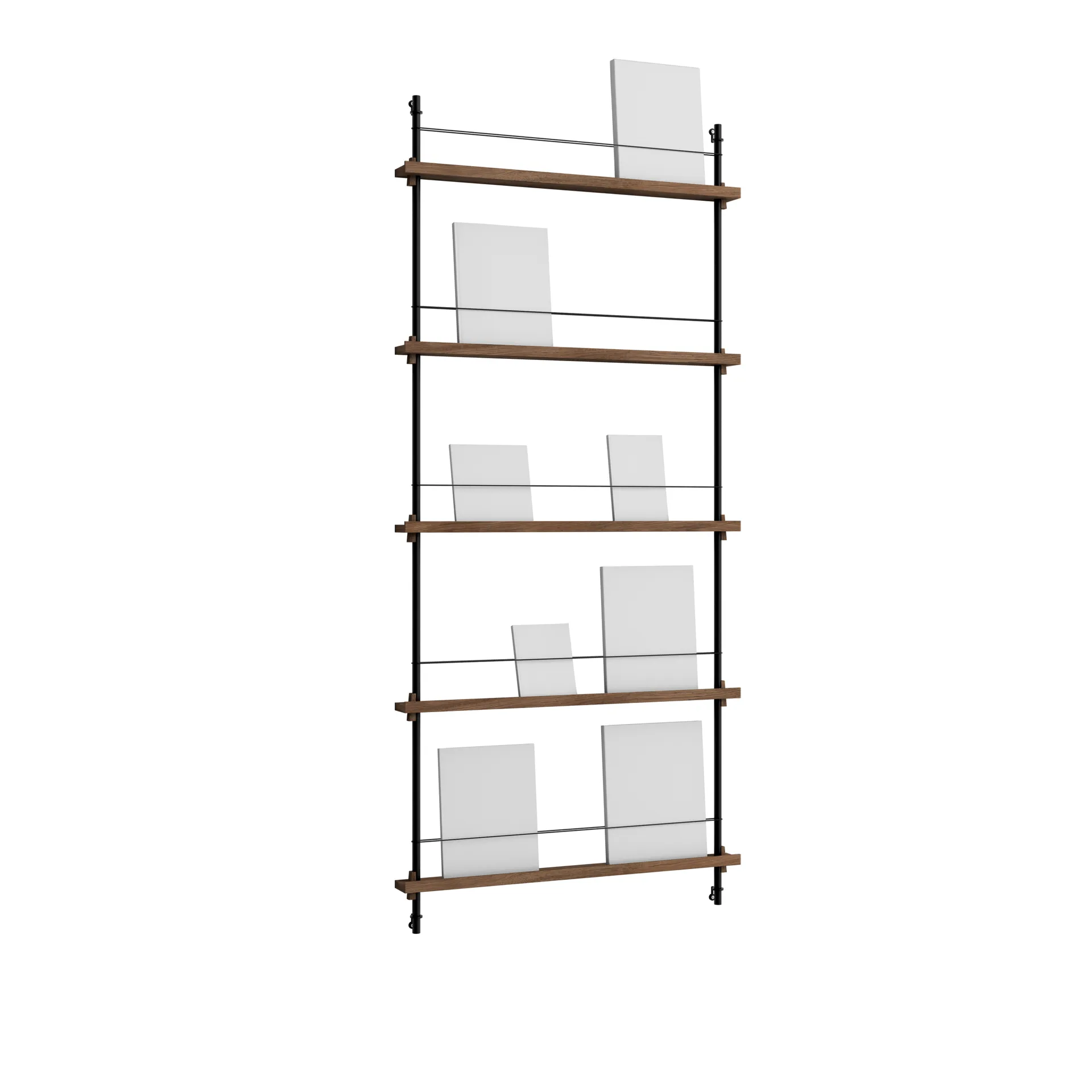 Stojak na gazety Magazine Shelving, Dąb wędzony-black, 85×180×7 cm, MS.180.1 MOEBE