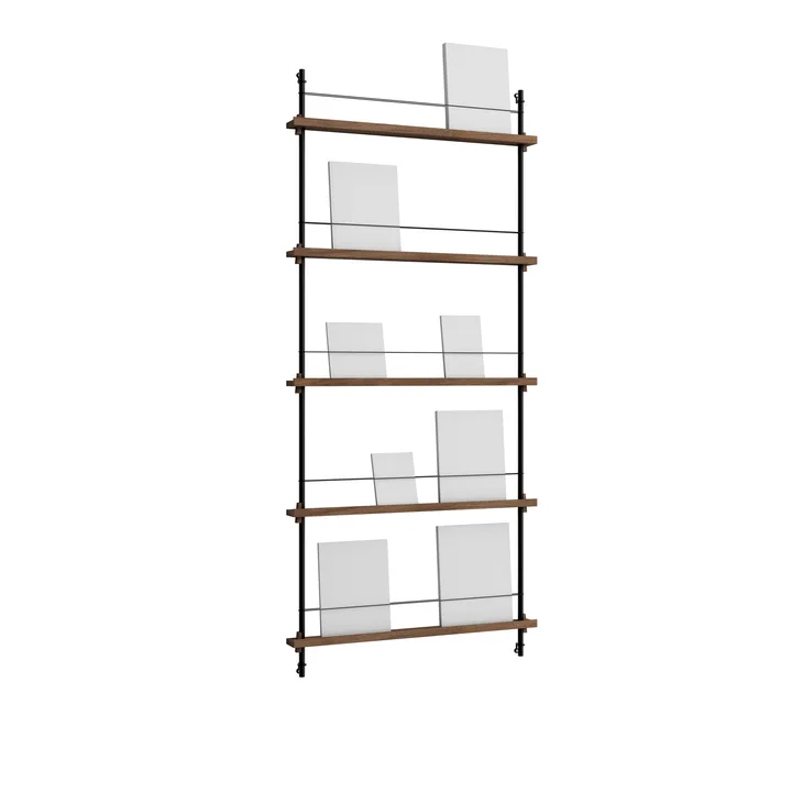 Stojak na gazety Magazine Shelving - Dąb wędzony-black, 85×180×7 cm, MS.180.1 - MOEBE