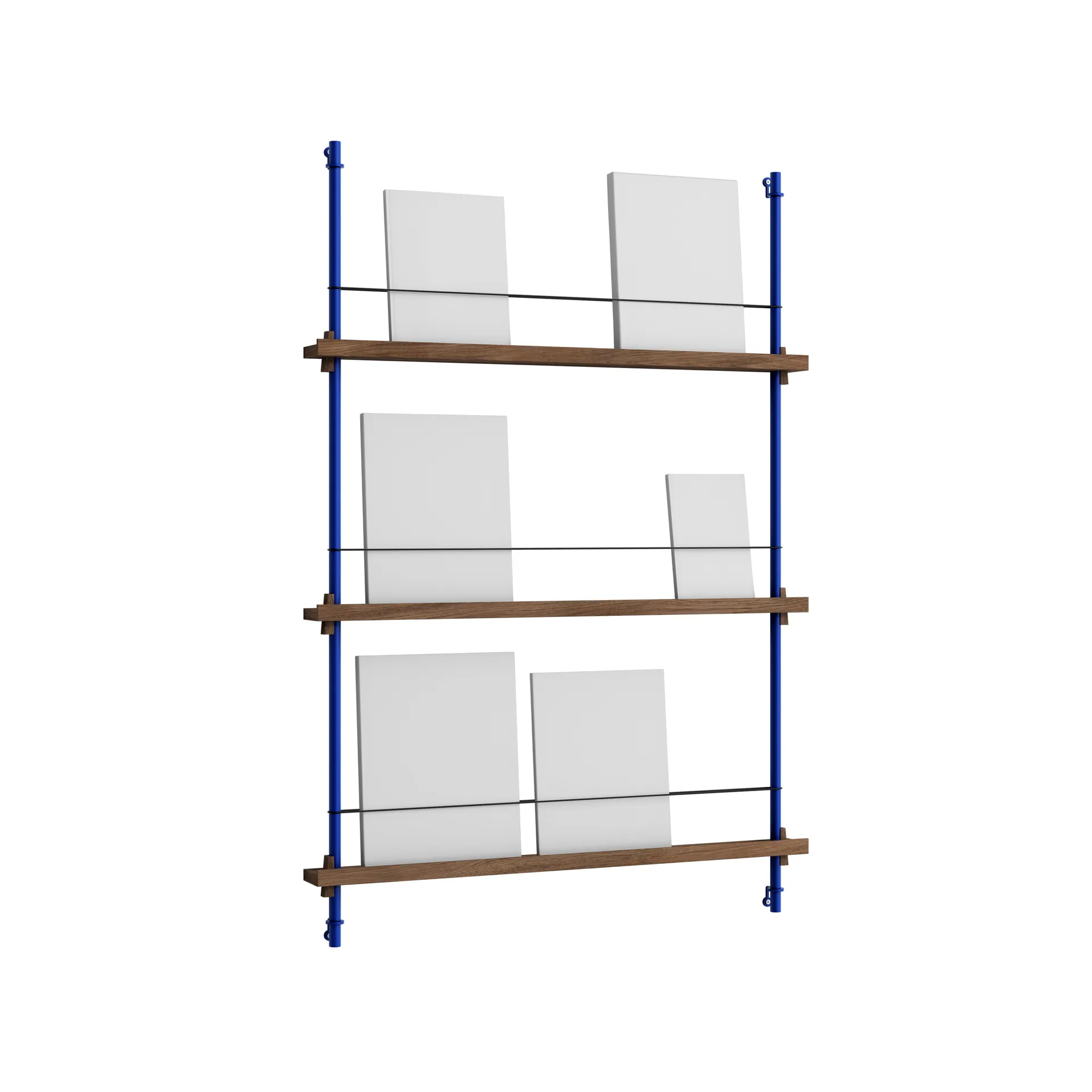 Stojak na gazety Magazine Shelving, Dąb wędzony-deep blue, 85×115×7 cm, MS.115.1 MOEBE