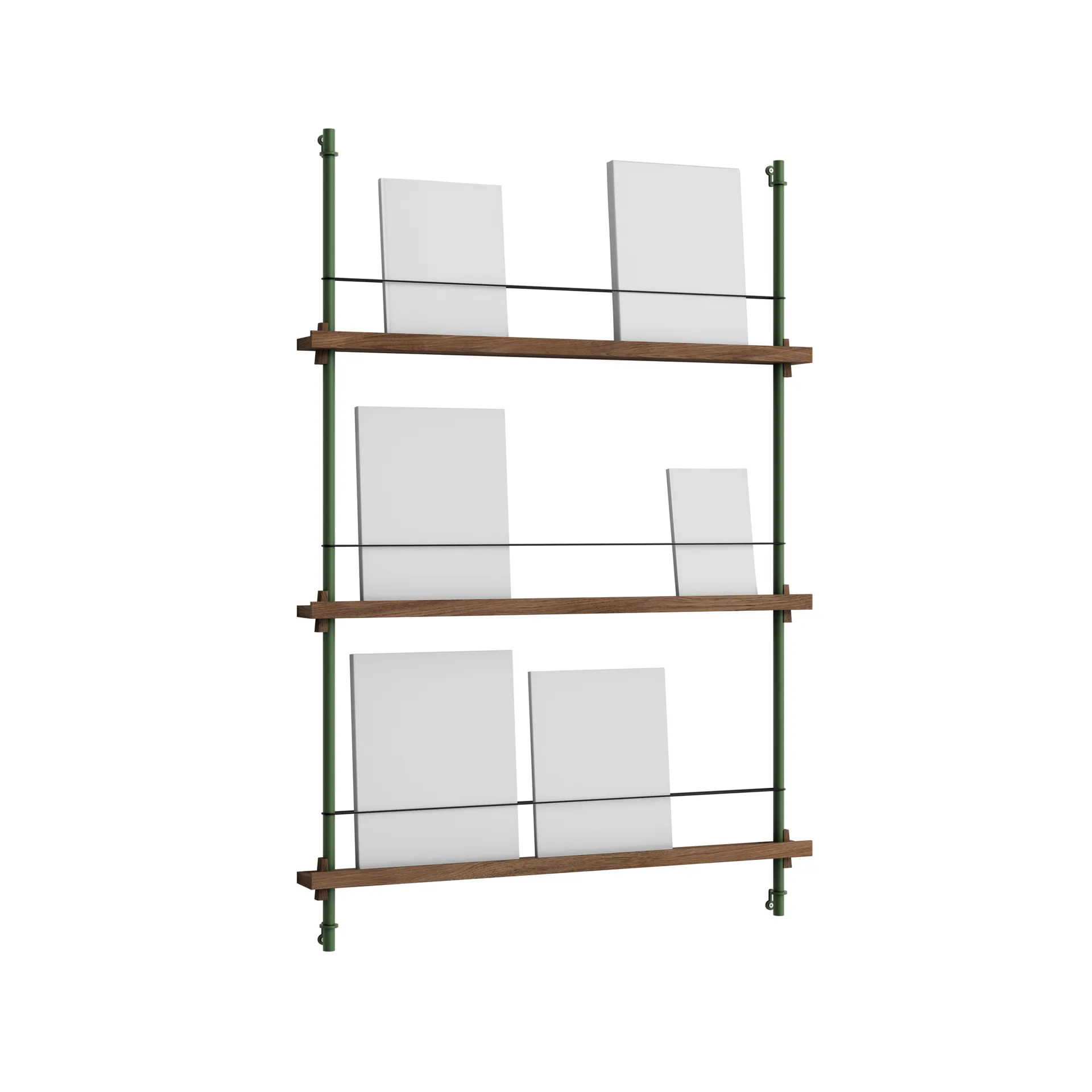 Stojak na gazety Magazine Shelving, Dąb wędzony-pine green, 85×115×7 cm, MS.115.1 MOEBE