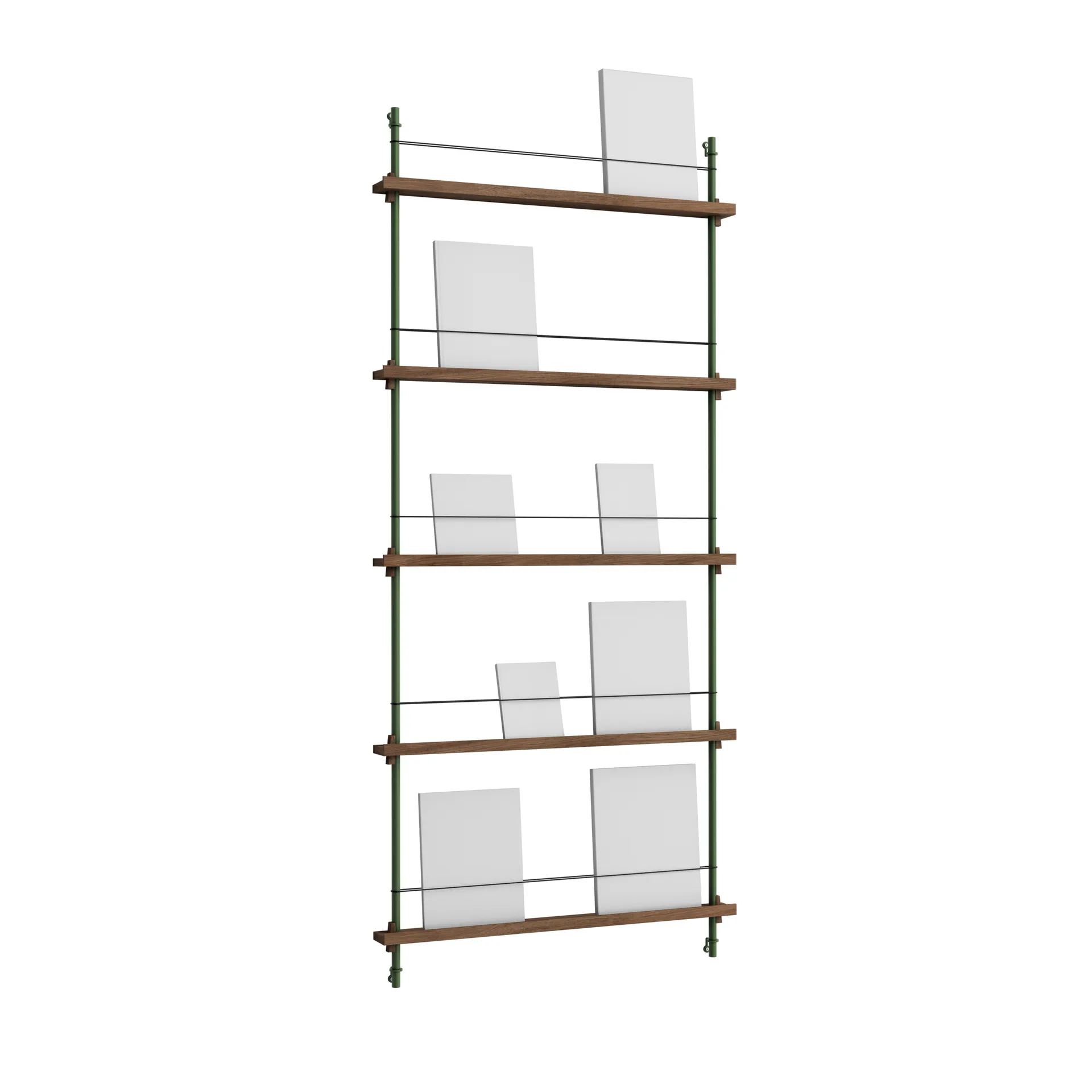 Stojak na gazety Magazine Shelving, Dąb wędzony-pine green, 85×180×7 cm, MS.180.1 MOEBE