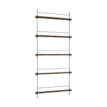 Stojak na gazety Magazine Shelving - Dąb wędzony-stal nierdzewna, 85x180x7 cm, MS.180.1 - MOEBE