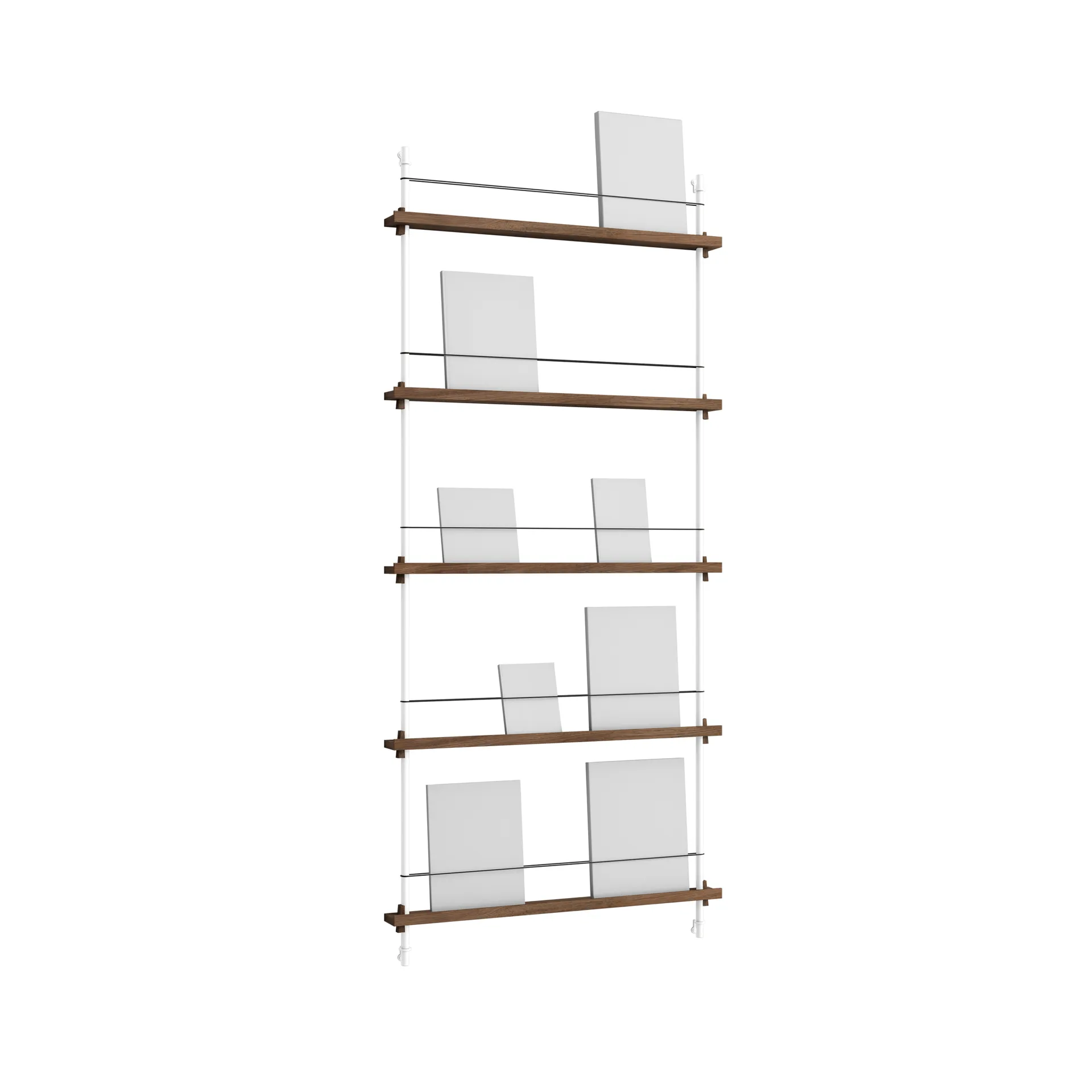Stojak na gazety Magazine Shelving, Dąb wędzony-white, 85×180×7 cm, MS.180.1 MOEBE