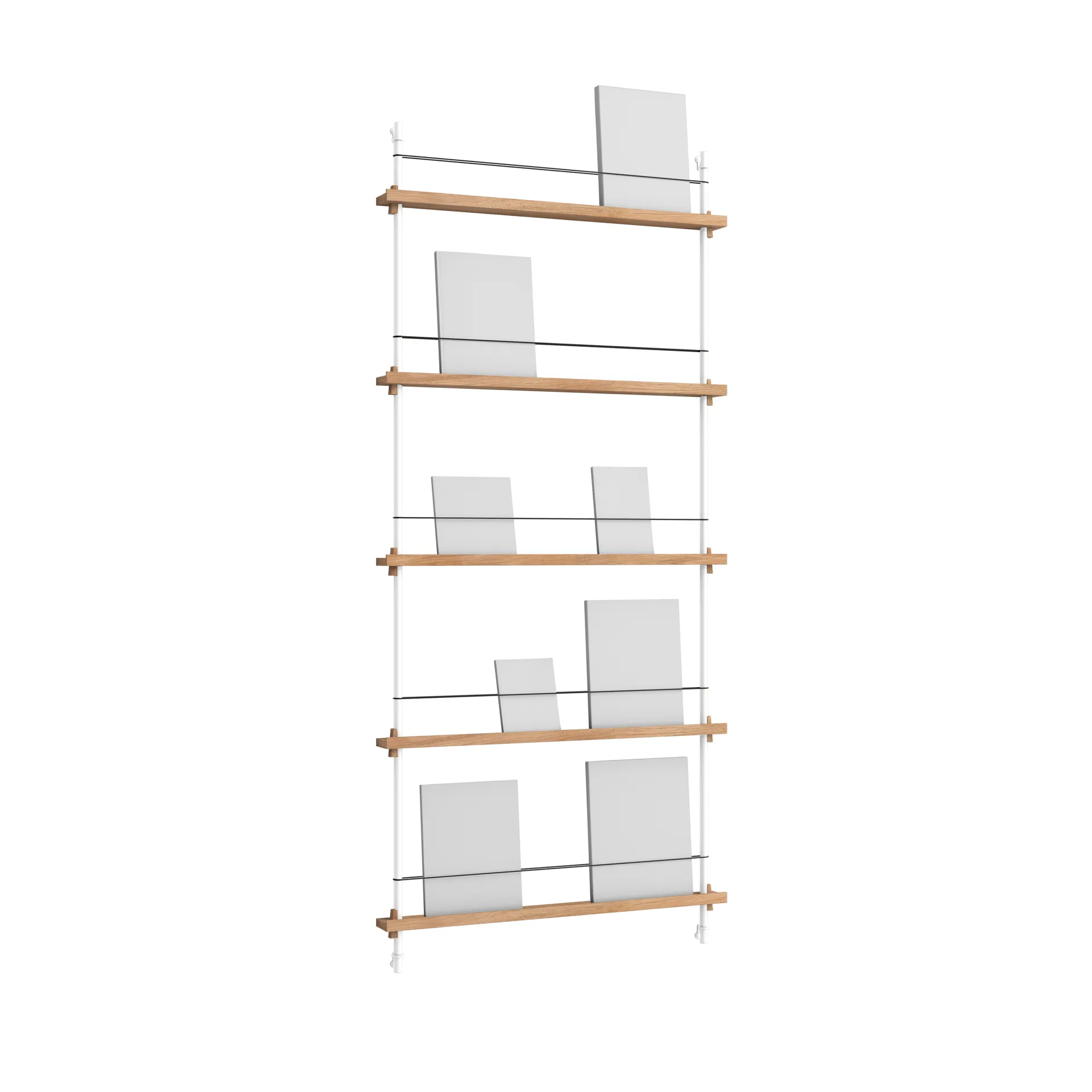 Stojak na gazety Magazine Shelving, Dąb-white, 85x180x7 cm, MS.180.1 MOEBE