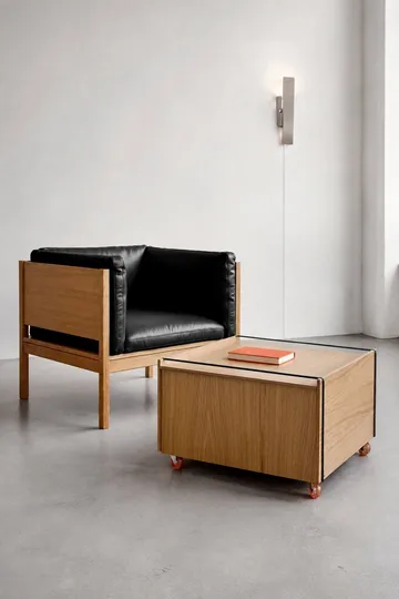 Stolik kawowy ze schowkiem Moebe Storage Chest - Dąb olejowany-stal nierdzewna, 60x61x38.2 cm - MOEBE