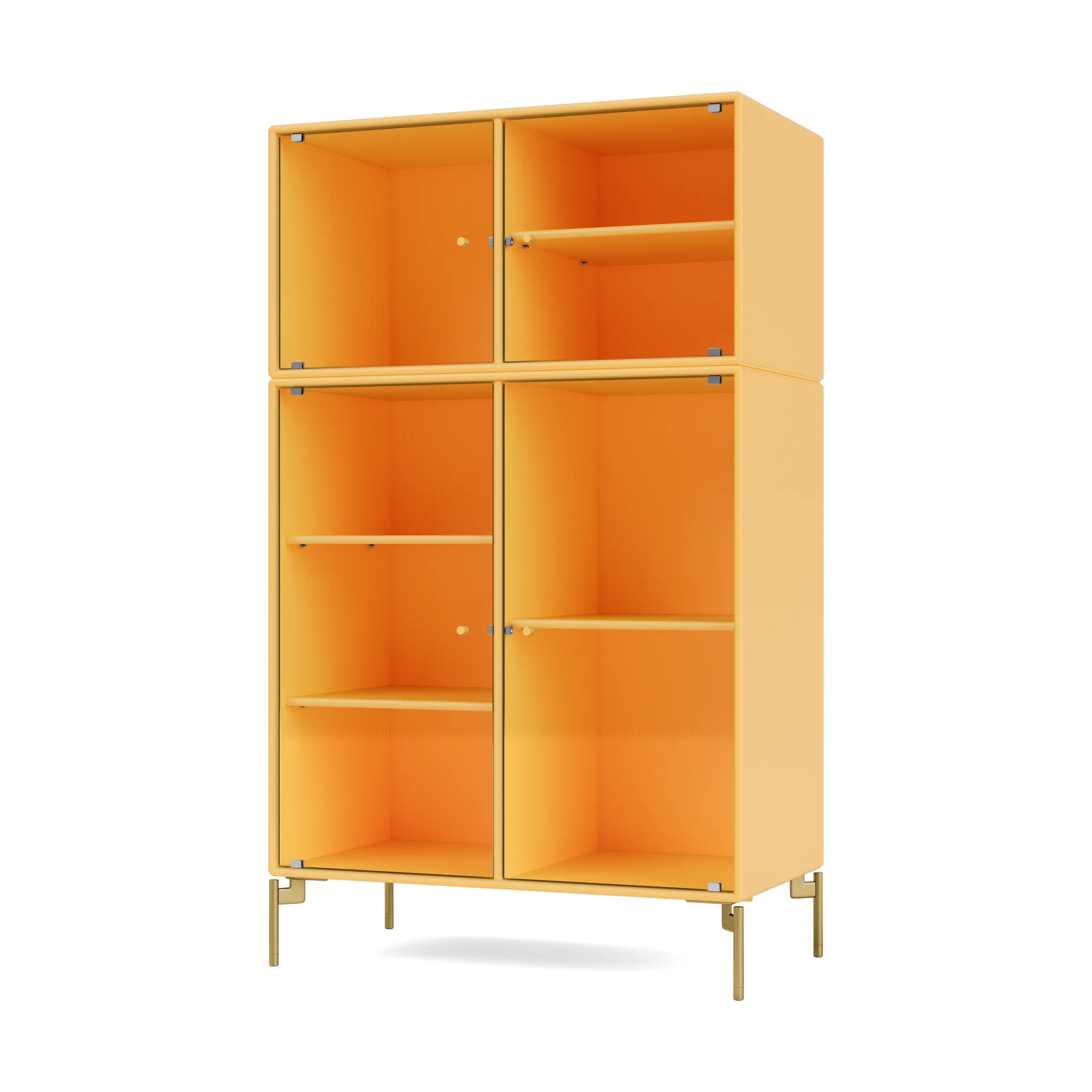 Szafka witryna Ripple III 69,6x117,6x38 cm, Acacia - nogi mosiądz Montana