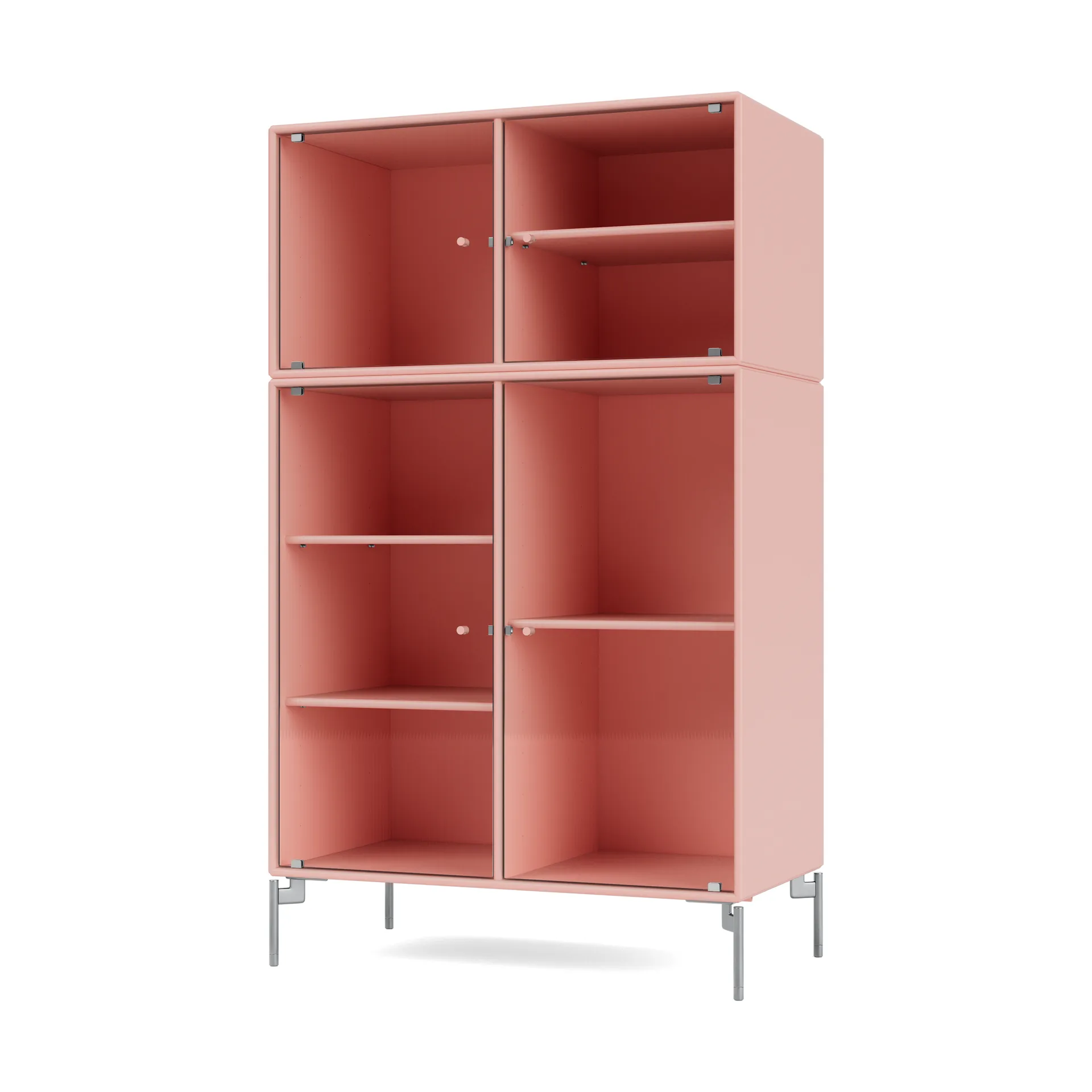 Szafka witryna Ripple III 69,6x117,6x38 cm, Ruby-nogi chromowane Montana