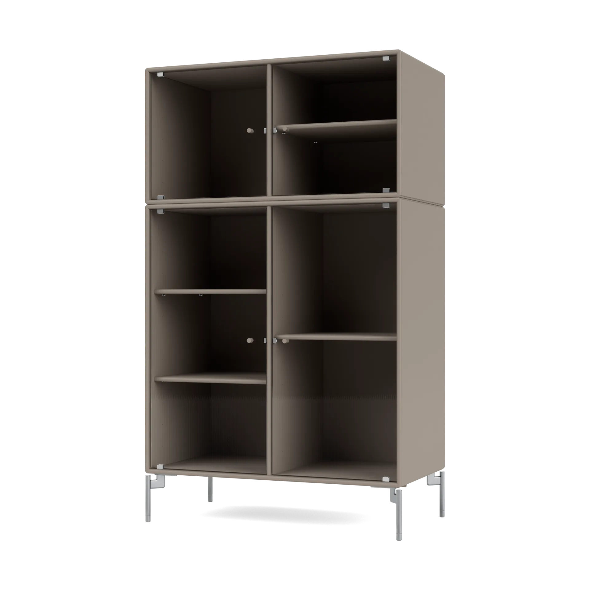 Szafka witryna Ripple III 69,6x117,6x38 cm, Truffle - nogi chromowane Montana