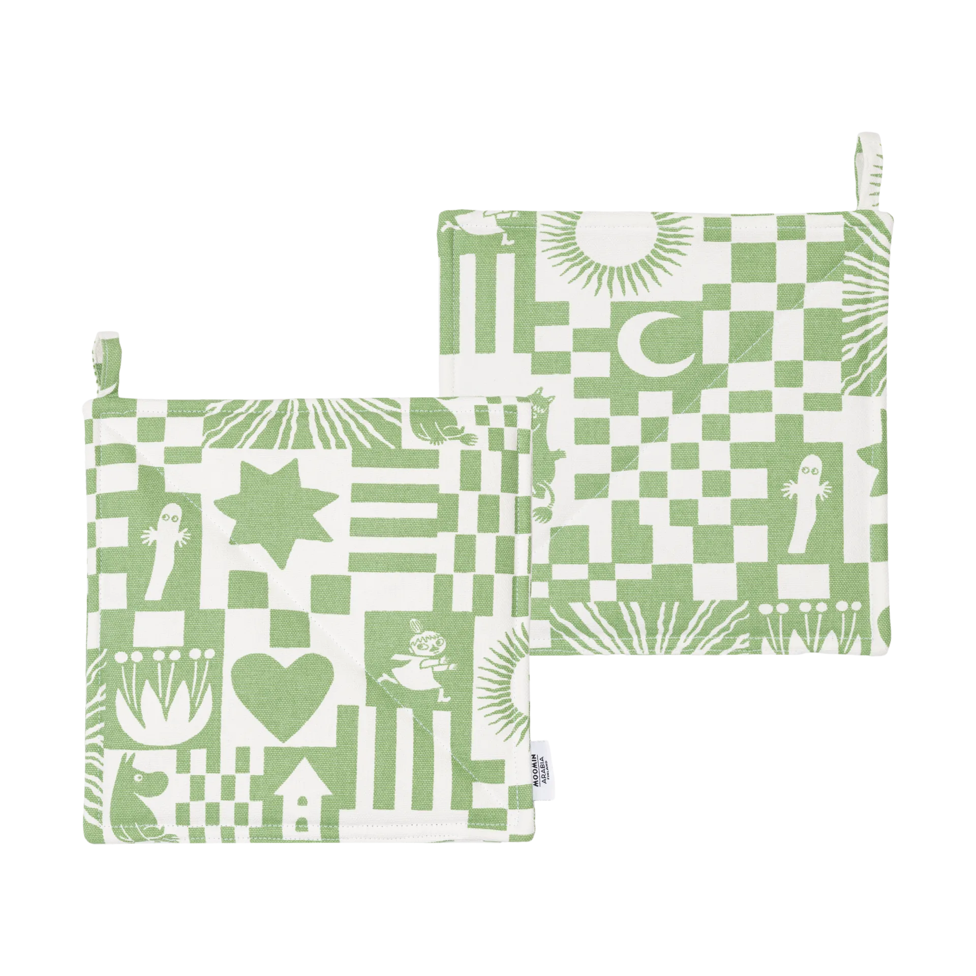 Łapka kuchenna Muminki Party 22x22 cm, 2-pak., Zielona Moomin Arabia