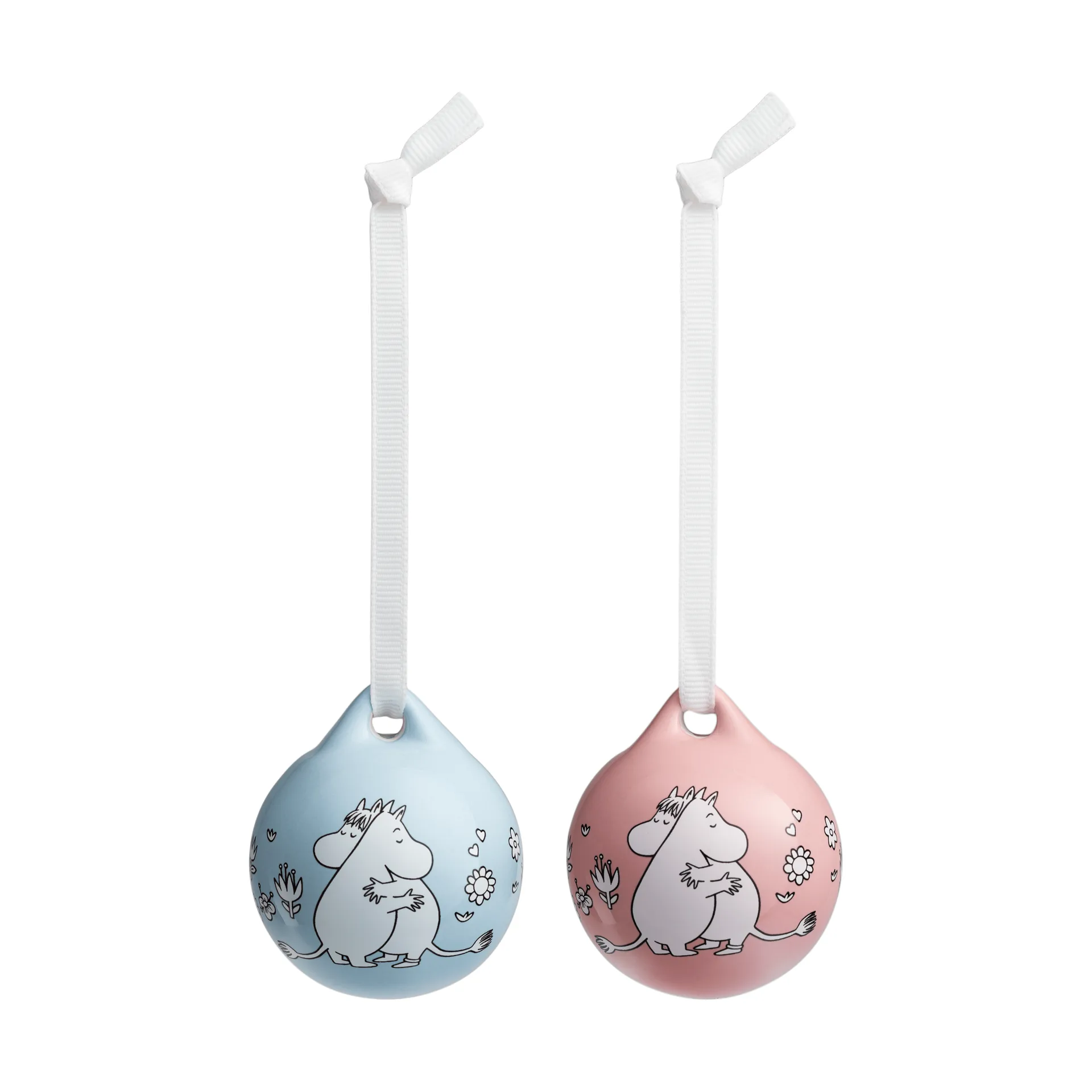 Kärlek bombka Moomin na choinkę, Różowo-niebieski, 5 cm, 2-pak Moomin Arabia