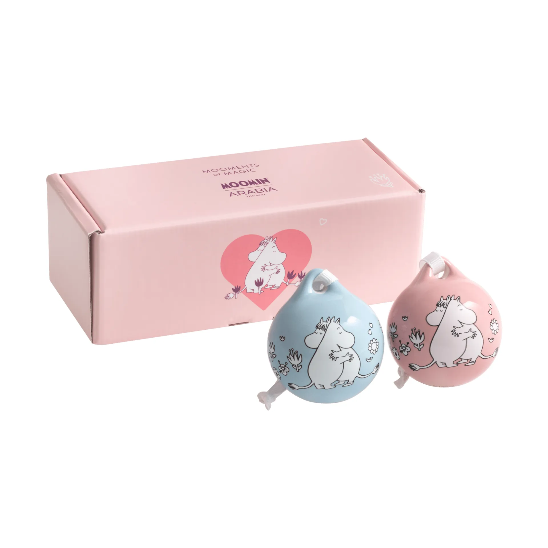 Kärlek bombka Moomin na choinkę, Różowo-niebieski, 5 cm, 2-pak Moomin Arabia
