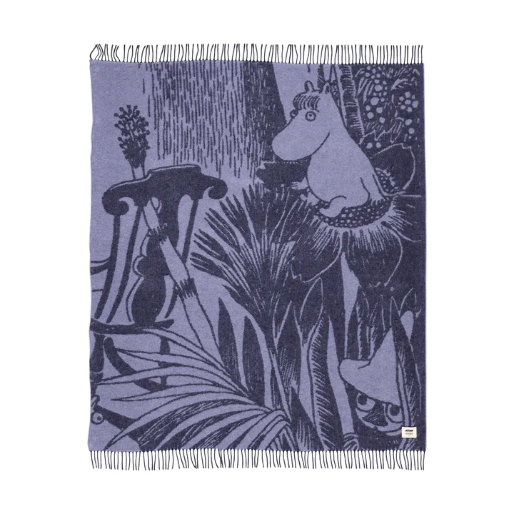 Koc wełniany Muminki Mystical Forest - Niebieski, 130x170 cm - Moomin Arabia