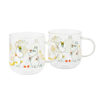 Mumin szklany kubek - Kärleksgåva, 300 ml, 2-pak - Moomin Arabia