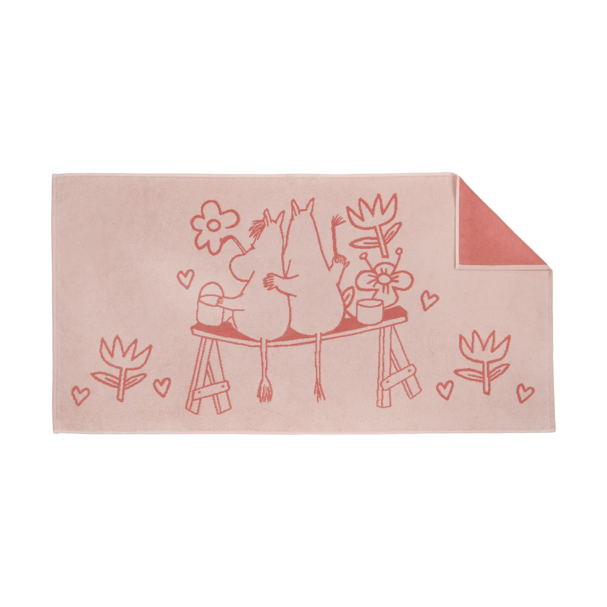 Moomin Arabia Ręcznik kąpielowy Muminki 70x140 cm Miłość, różowy