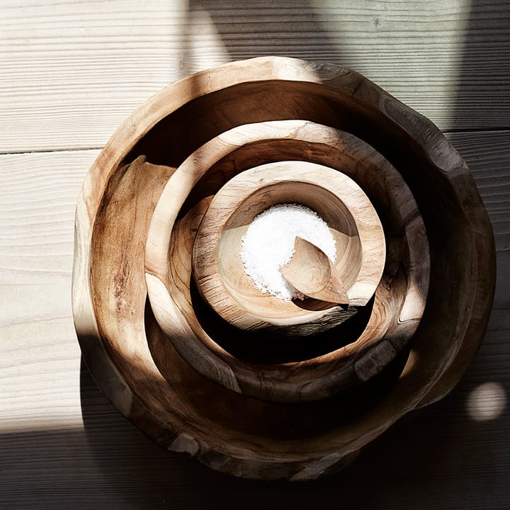 Muubs miska do sałatek z drewna tekowego 30 cm - Naturalny - MUUBS
