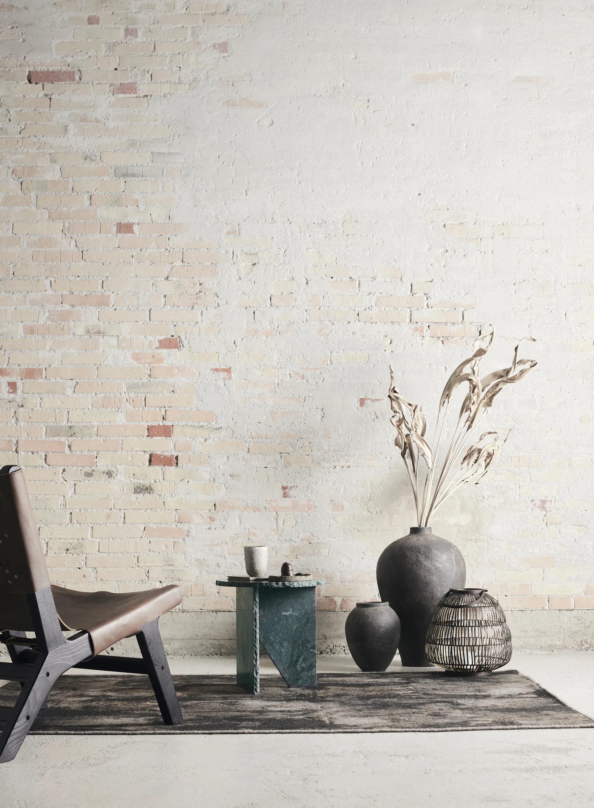 Stolik Verde Ø40 cm, Zielony marmur MUUBS