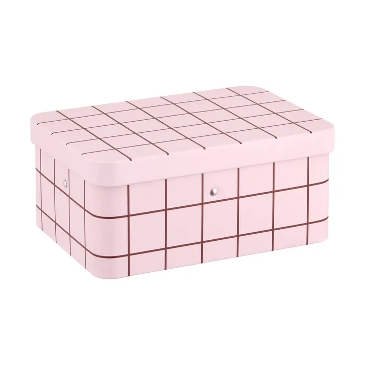 Blaszany pojemnik na herbatę Checks & Stripes - Pink-brown, 17,5x13x7,5 cm - Muurla