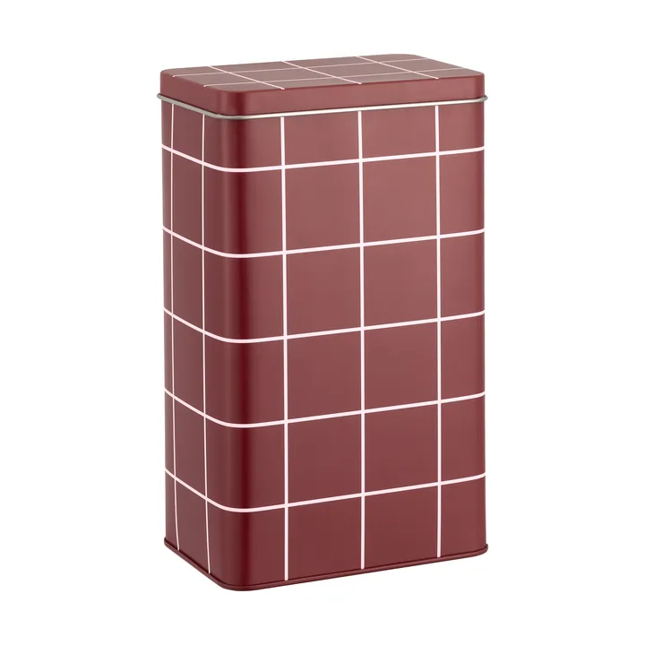 Blaszany pojemnik na kawę Checks & Stripes - Brown-pink, 12x8x20 cm - Muurla