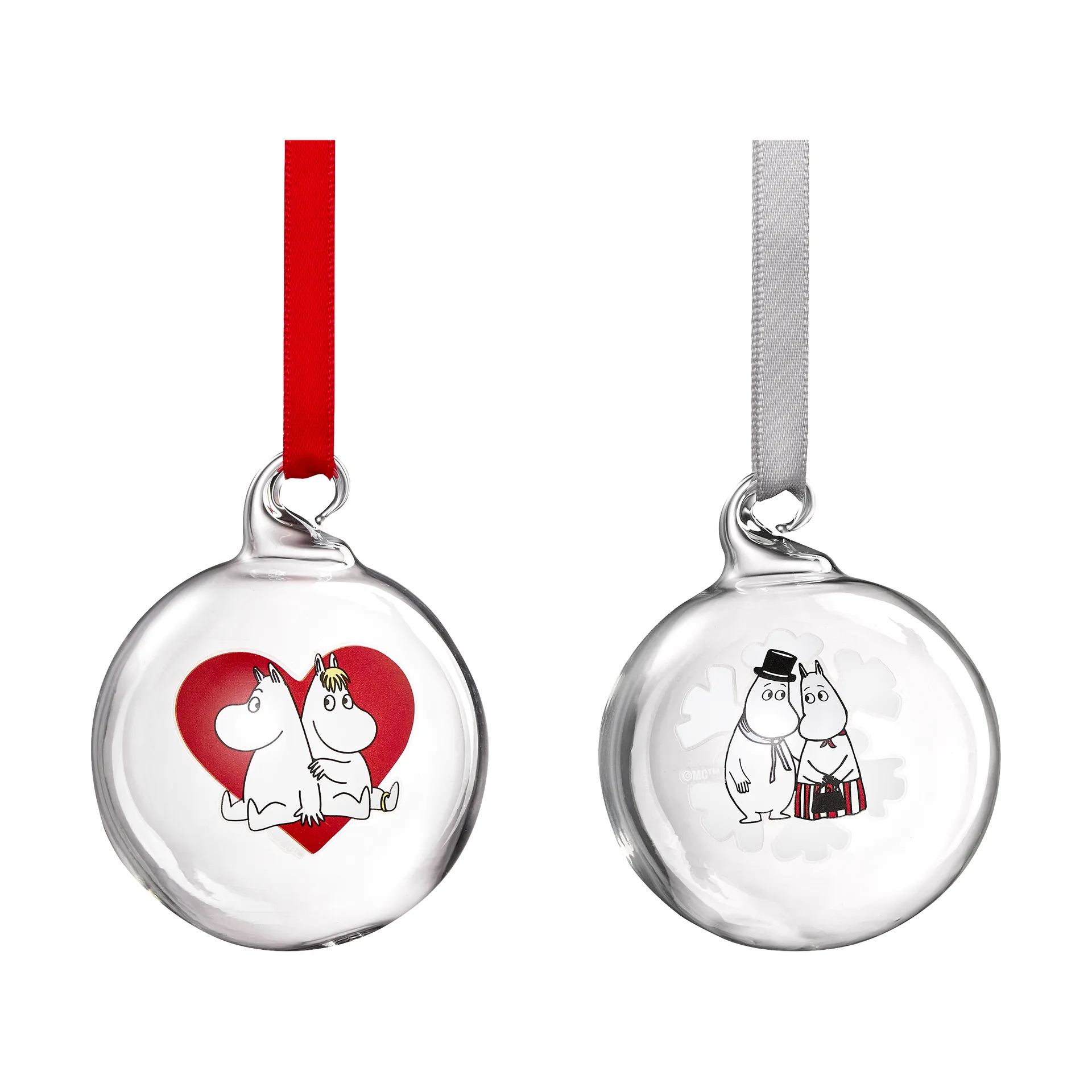 Bombka choinkowa Muminki Ø5 cm, 2-pak, Heart-snowflake Muurla