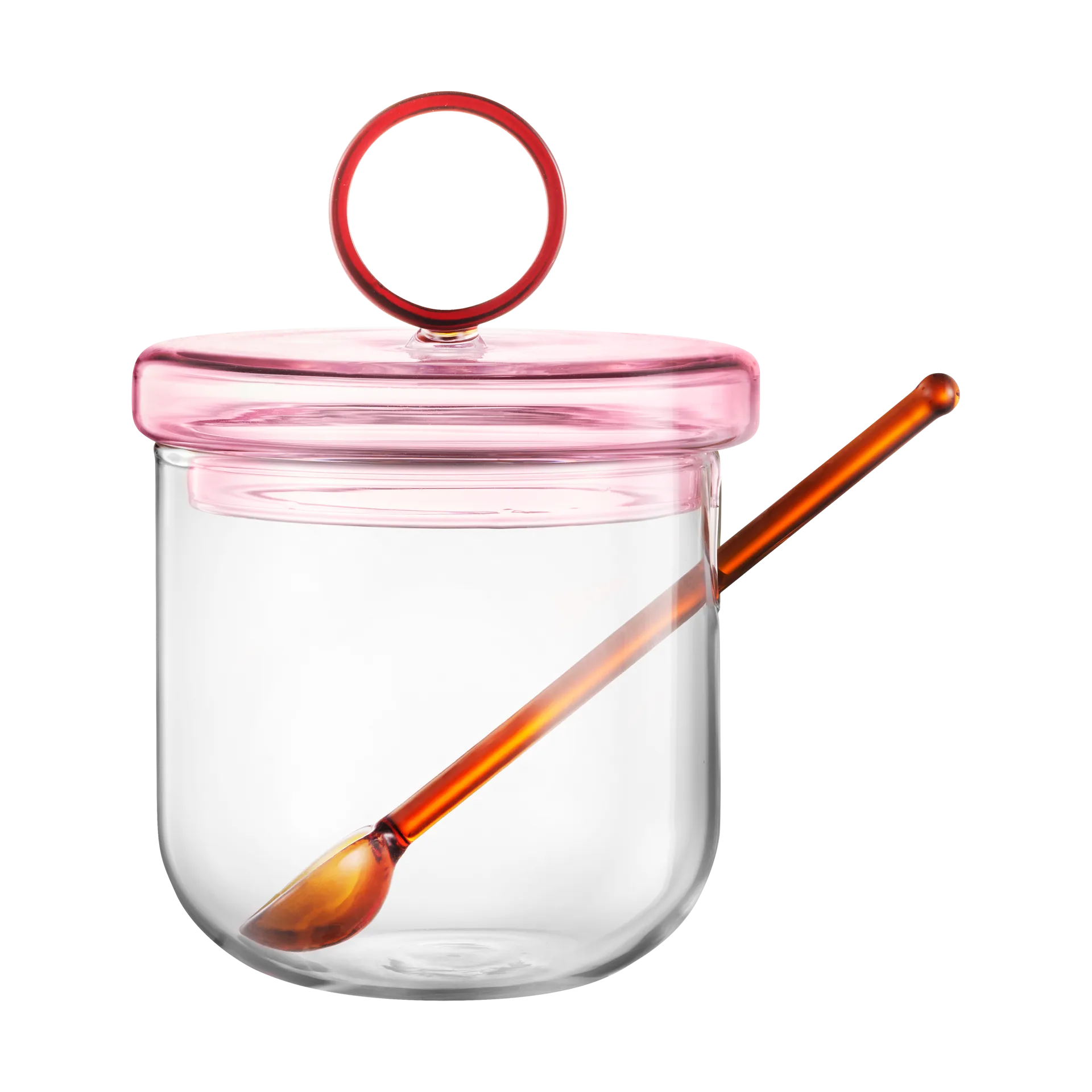 Cukiernica z łyżeczką Loop, Ø14 cm, Klar-pink-amber Muurla