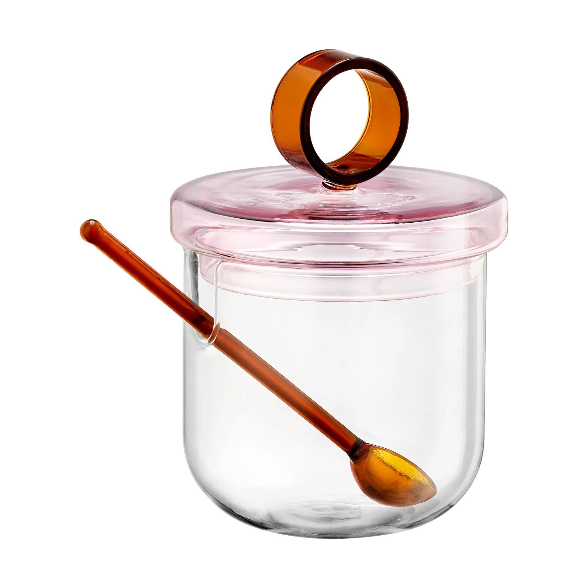 Cukiernica z łyżeczką Loop, Ø14 cm, Klar-pink-amber Muurla