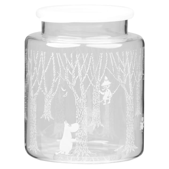 In the Woods szklany słoik z silikonową pokrywką 17 cm - Przezroczysty-biały - Muurla