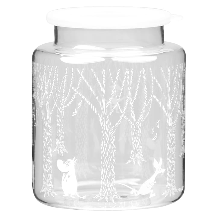 In the Woods szklany słoik z silikonową pokrywką 17 cm - Przezroczysty-biały - Muurla