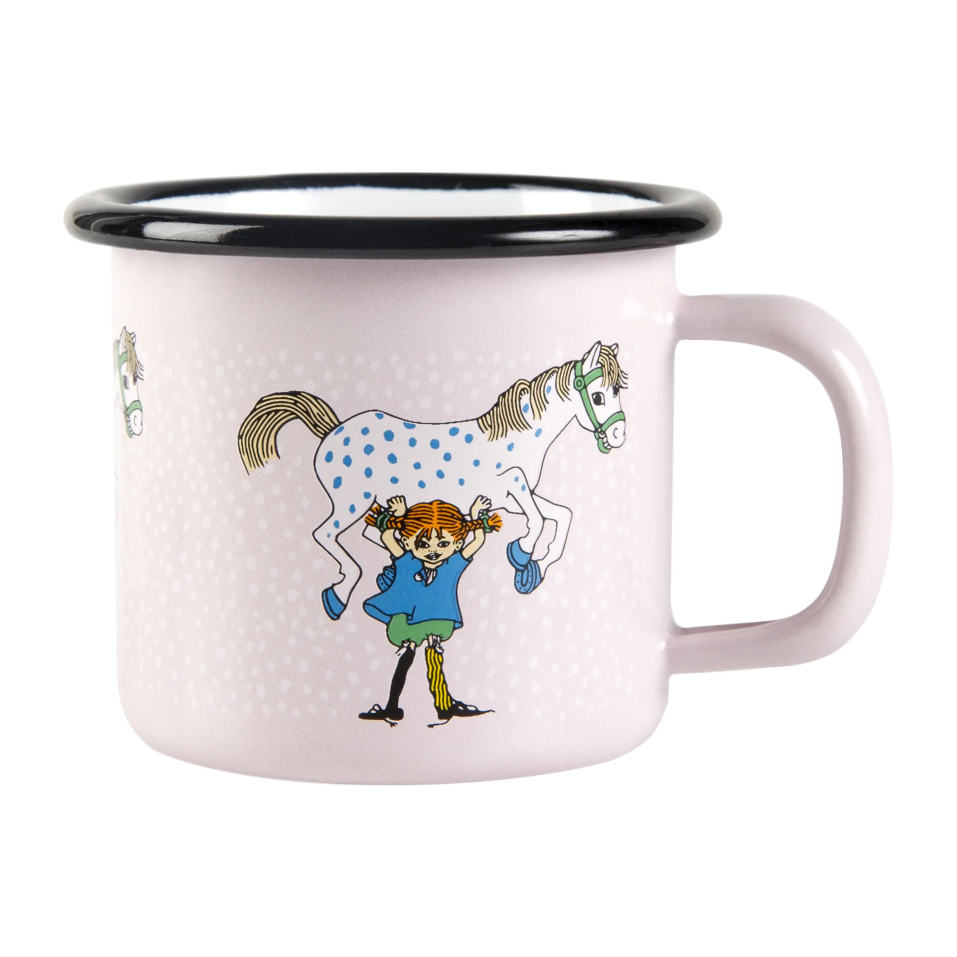 Kubek emaliowany Pippi and the horse 1,5 dl, Light pink Muurla
