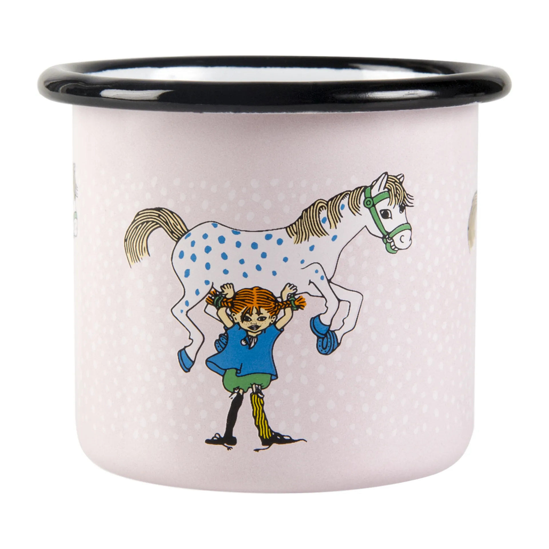 Kubek emaliowany Pippi and the horse 1,5 dl, Light pink Muurla