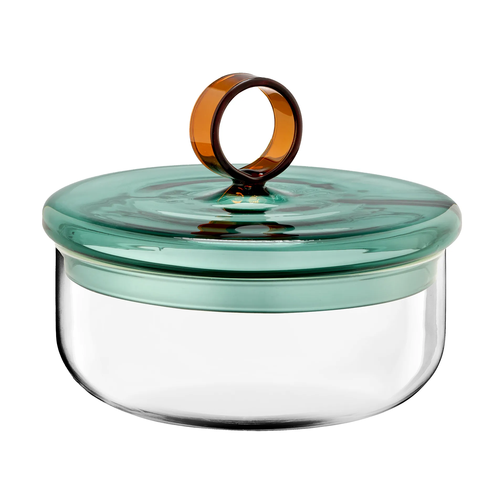 Miska z pokrywką Loop, niska, Ø15 cm, Klar-teal-amber Muurla