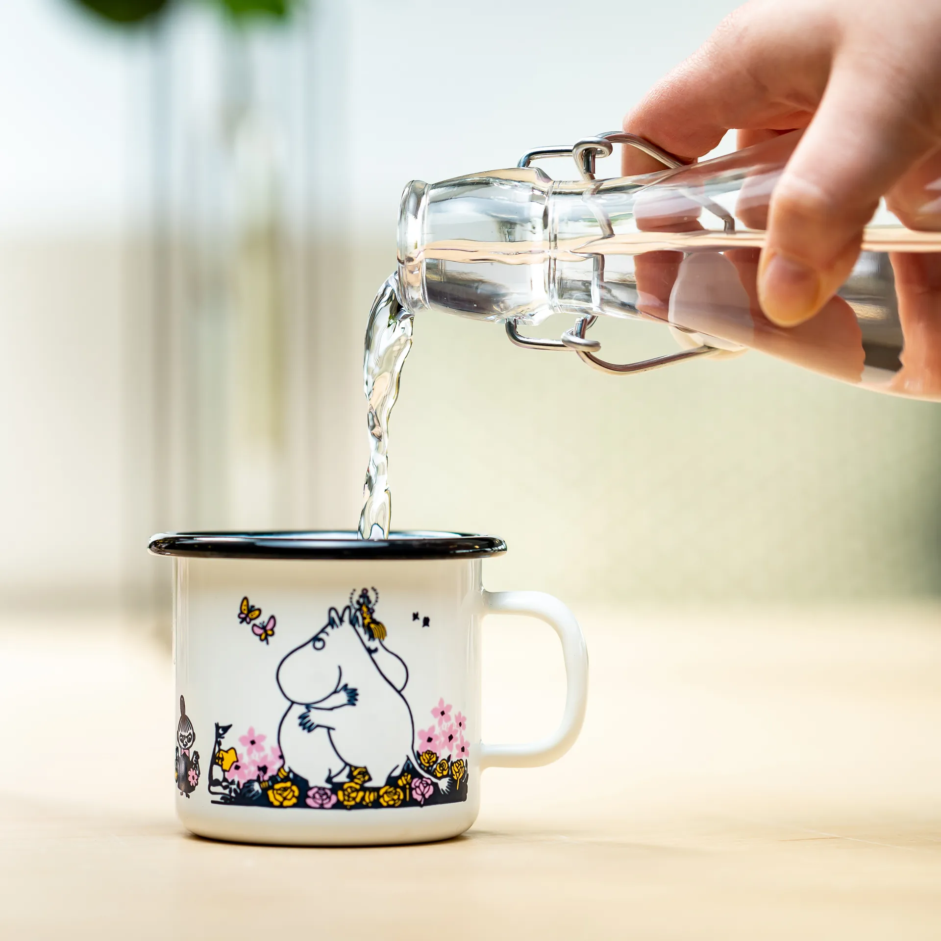 Mumin kubek emaliowany uścisk 250 ml, Biały Muurla