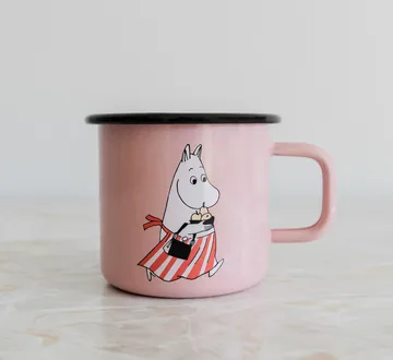Muminmamma kubek emaliowany 370 ml - Różowy - Muurla