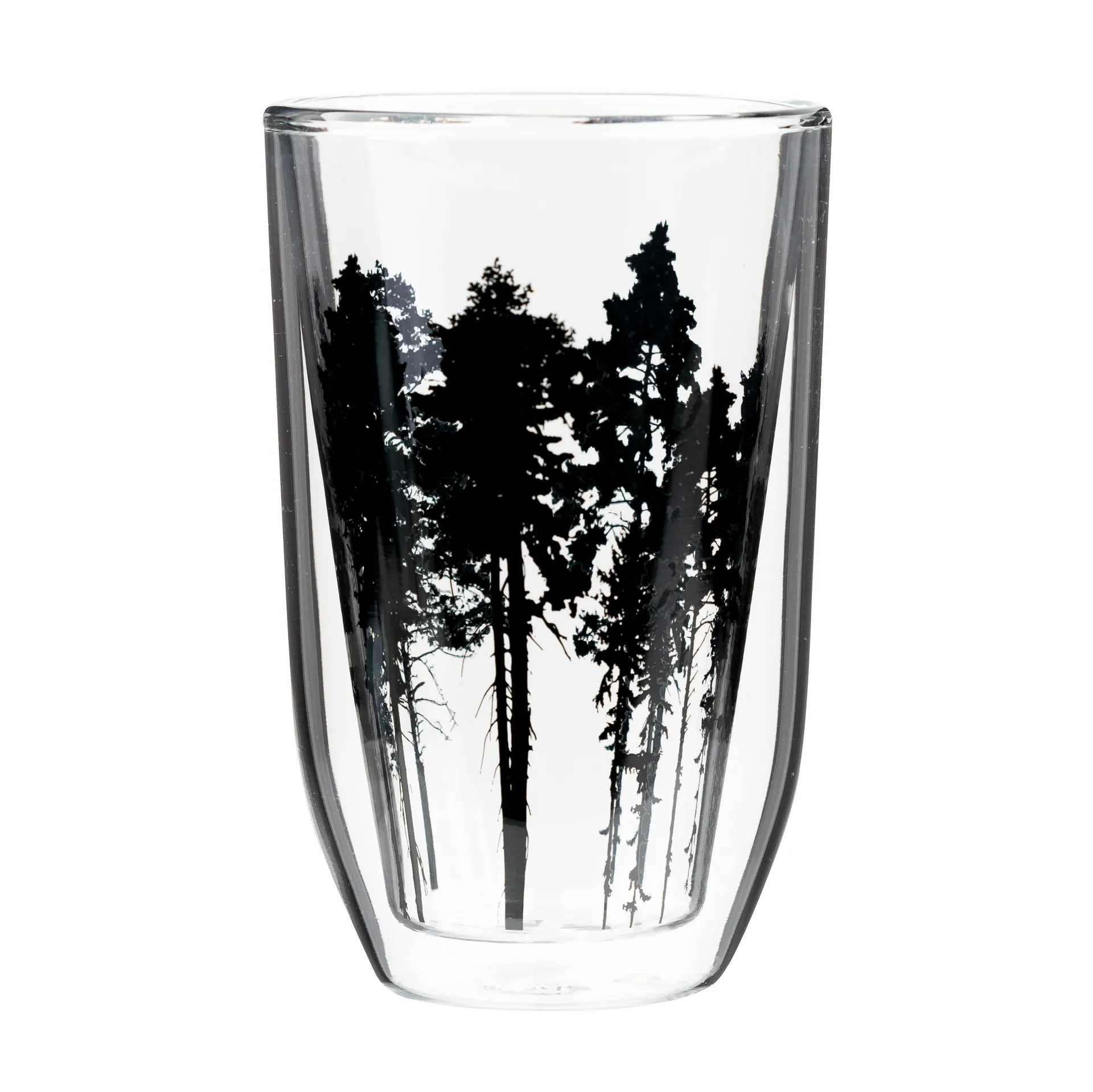 Nordic The Forest szklanki do gorących napojów 300 ml, Przezroczysty-czarny Muurla