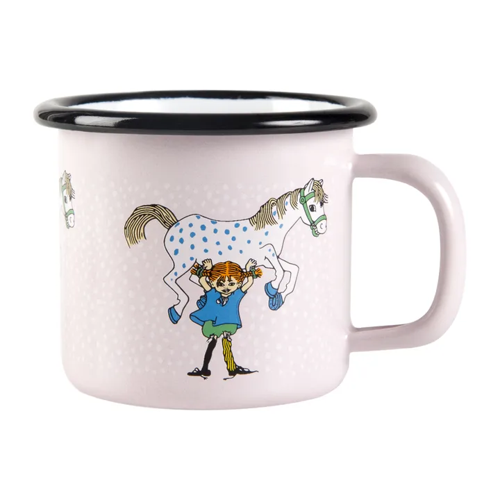 Pippi och Lilla gubben kubek emaliowany 150 ml - Jasnoróżowy - Muurla